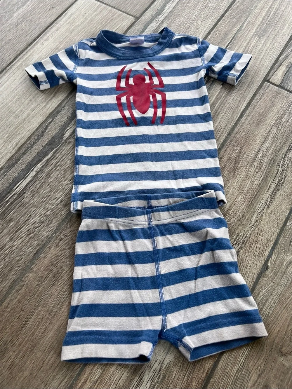 Hanna Andersson Marvel Blue Red White Striped Spider Pajama Set 4